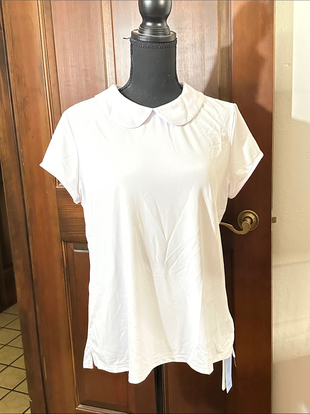 Classic White Short Sleeve Tee with Peter Pan Collar